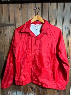 Red Vintage Jerzees by Russell Men's Lightweight Coach Jacket